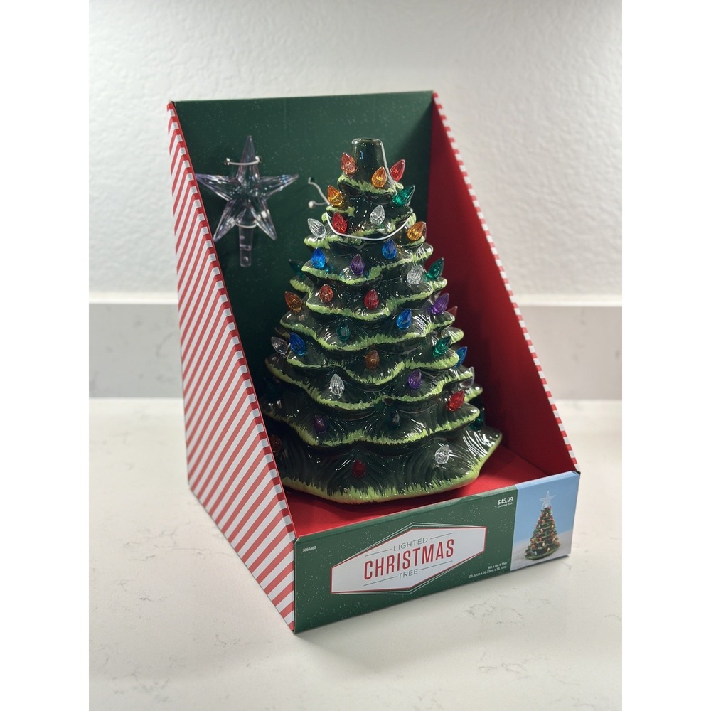 NEW Nostalgia Ceramics 15" Lighted Christmas Tree Green Glaze Hobby Lobby VTG St